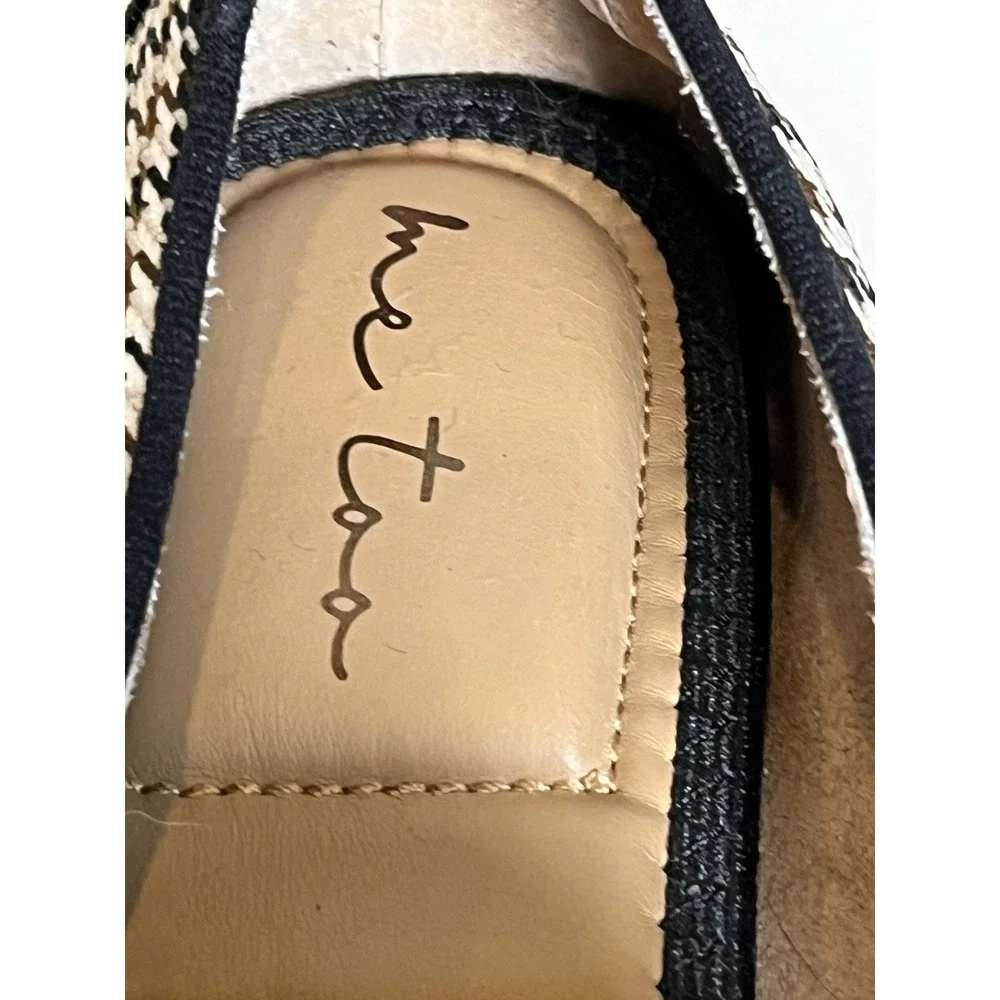 Me Too Houndstooth Flats Womens Sz 9 Black Brown Tan Old Money Preppy Classy